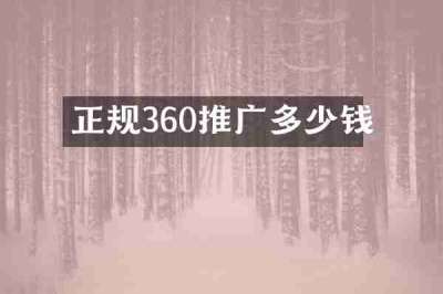 正规360推广多少钱