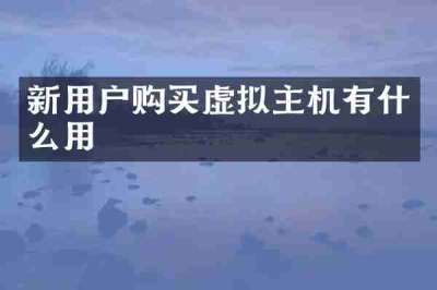 新用户购买虚拟主机有什么用