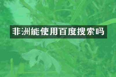 非洲能使用百度搜索吗