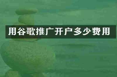 用谷歌推广开户多少费用
