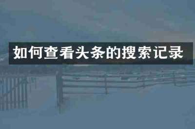 如何查看头条的搜索记录