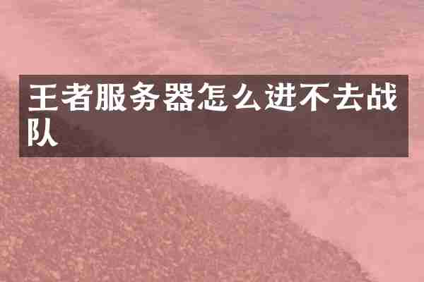 王者服务器怎么进不去战队