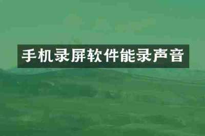 手机录屏软件能录声音