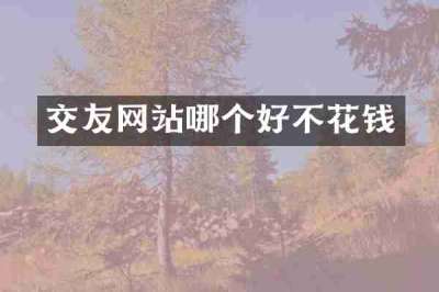交友网站哪个好不花钱