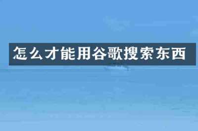 怎么才能用谷歌搜索东西