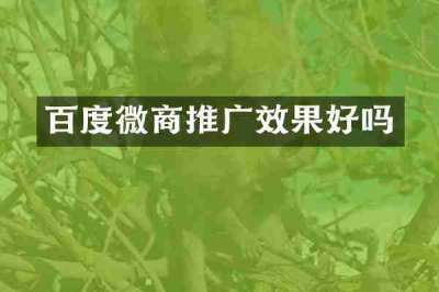 百度微商推广效果好吗