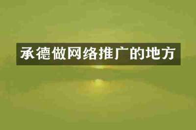 承德做网络推广的地方