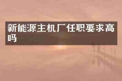 新能源主机厂任职要求高吗