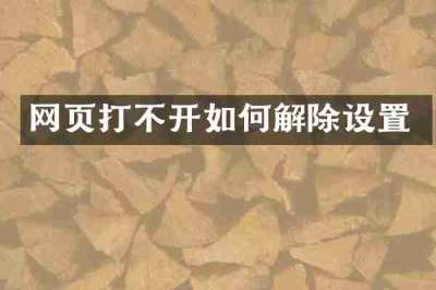 网页打不开如何解除设置