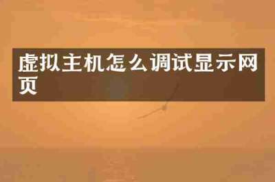 虚拟主机怎么调试显示网页