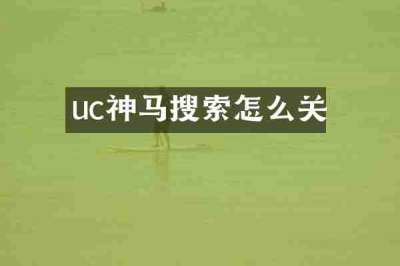 uc神马搜索怎么关