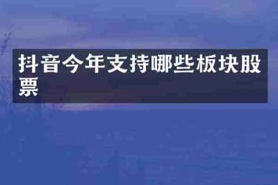 抖音今年支持哪些板块股票