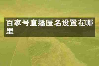 百家号直播匿名设置在哪里