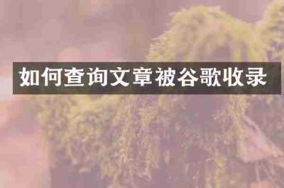 如何查询文章被谷歌收录