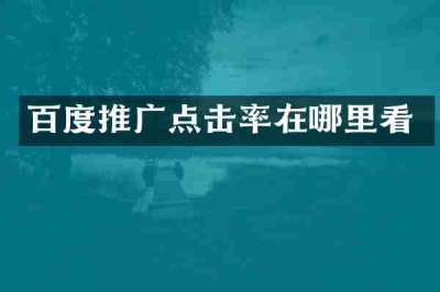 百度推广点击率在哪里看
