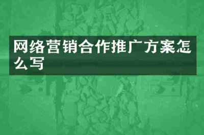 网络营销合作推广方案怎么写