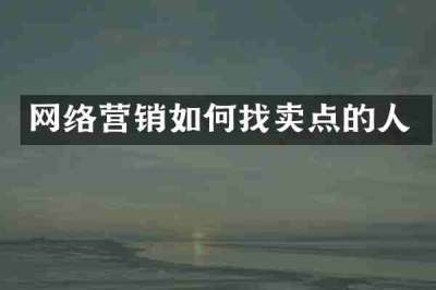 网络营销如何找卖点的人