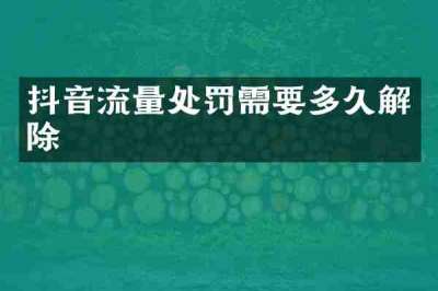 抖音流量处罚需要多久解除