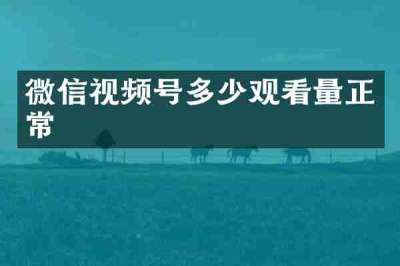 微信视频号多少观看量正常