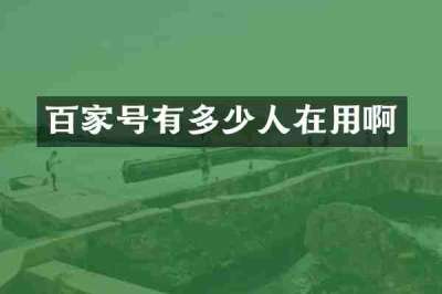 百家号有多少人在用啊