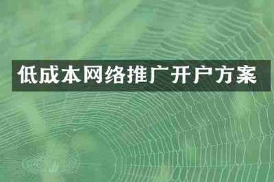 低成本网络推广开户方案