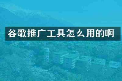 谷歌推广工具怎么用的啊