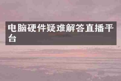 电脑硬件疑难解答直播平台