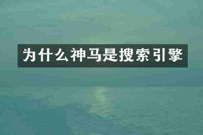 为什么神马是搜索引擎