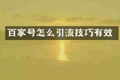 百家号怎么引流技巧有效