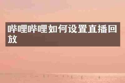 哔哩哔哩如何设置直播回放