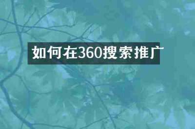 如何在360搜索推广