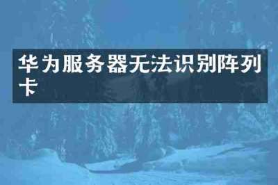 华为服务器无法识别阵列卡