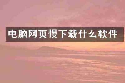 电脑网页慢下载什么软件