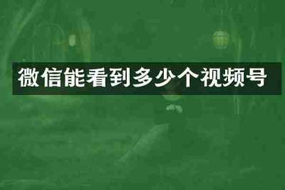 微信能看到多少个视频号