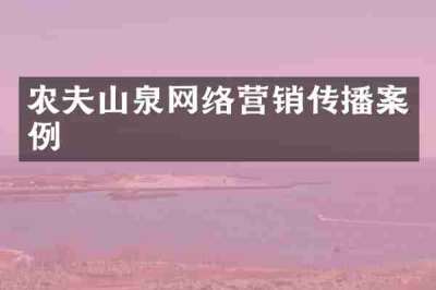 农夫山泉网络营销传播案例
