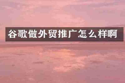 谷歌做外贸推广怎么样啊