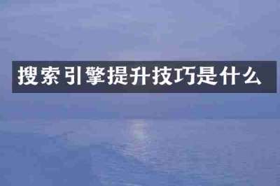 搜索引擎提升技巧是什么