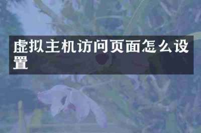 虚拟主机访问页面怎么设置