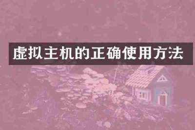 虚拟主机的正确使用方法