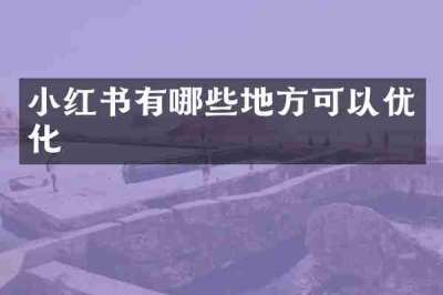 小红书有哪些地方可以优化