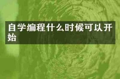 自学编程什么时候可以开始