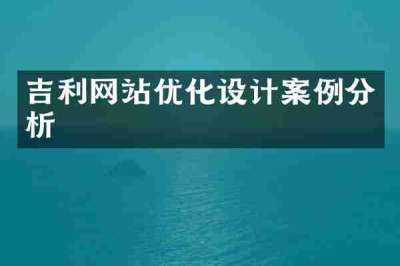 吉利网站优化设计案例分析