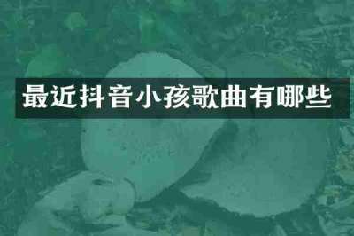 最近抖音小孩歌曲有哪些