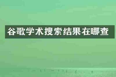 谷歌学术搜索结果在哪查