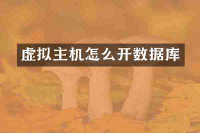 虚拟主机怎么开数据库