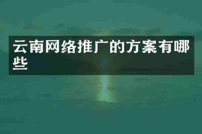 云南网络推广的方案有哪些
