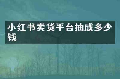 小红书卖货平台抽成多少钱