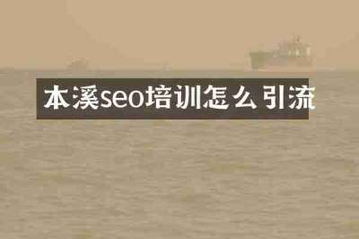 本溪seo培训怎么引流