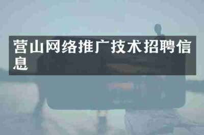 营山网络推广技术招聘信息