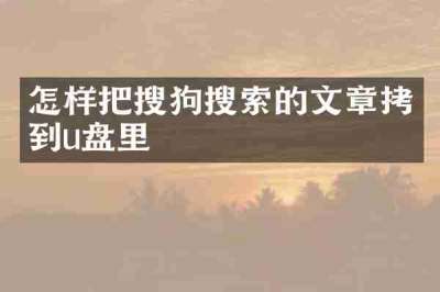 怎样把搜狗搜索的文章拷到u盘里